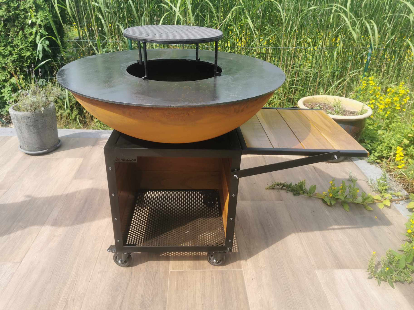 alt magnifique barbecue brasero plancha 100cm avec grille et support