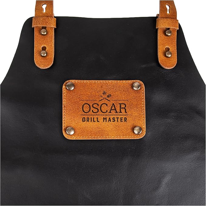 Détail cuir épais tablier Brareseau personnalisable