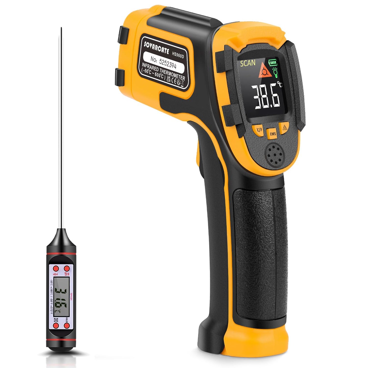 Infrared thermometer for cooking plates and food probe