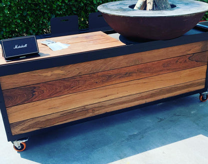 alt grand barbecue brasero plancha  bois ipe